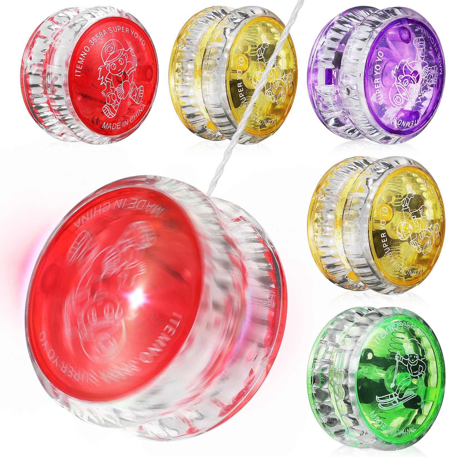 6 pcs LED Light Up Yo-yo Balls Glow in Dark Kids Toys Sensory Yoyo Plastic Child Toddler Beginner Toy for Bulk
6 pcs LED Light Up Yo-yo Balls Glow in Dark Kids Toys Sensory Yoyo Plastic Child Toddler Beginner Toy for Bulk