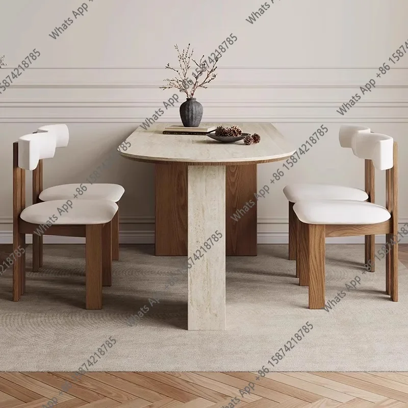 X Medieval French Retro Solid Wood Dining Table Travertine Rock Slab Small Apartment Designer Creative Semi-oval Island Dining T
X Medieval French Retro Solid Wood Dining Table Travertine Rock Slab Small Apartment Designer Creative Semi-oval Island Dining T