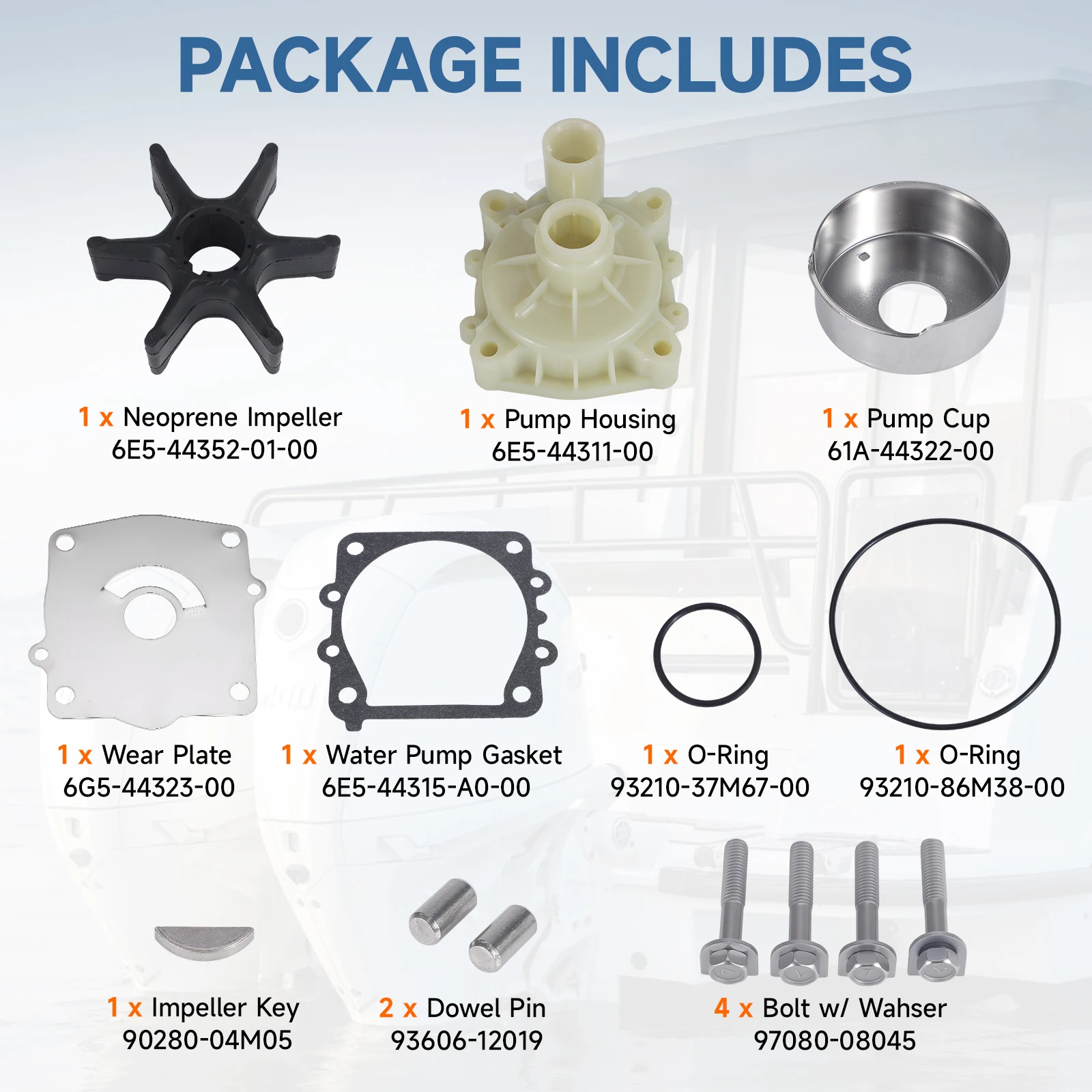 Water Pump Impeller Repair Kit For Yamaha Outboard 150 175 200 225 250 300HP Replaces 61A-W0078-A2-00 61AW0078 Black Rubber Kit
Water Pump Impeller Repair Kit For Yamaha Outboard 150 175 200 225 250 300HP Replaces 61A-W0078-A2-00 61AW0078 Black Rubber Kit