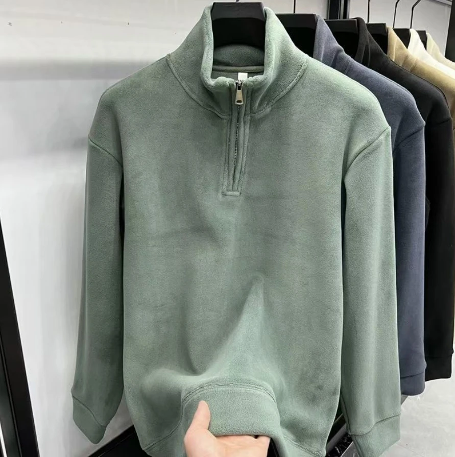 Унисекс однотонная толстовка с половиной молнии, зимний теплый пуловер с воротником-стойкой, свободная толстовка на молнии для мужчин
Унисекс однотонная толстовка с половиной молнии, зимний теплый пуловер с воротником-стойкой, свободная толстовка на молнии для мужчин