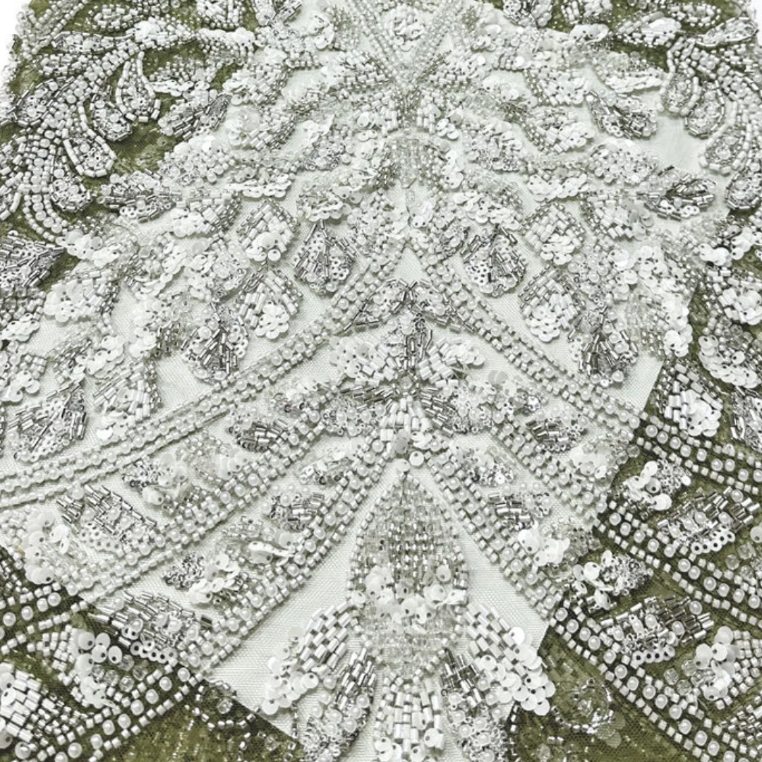 Olive Green European Floral Embroidery Lace Fabric Couture Beaded Sequin French Tulle Mesh Nigerian Wedding Bridal Dress Textile
Olive Green European Floral Embroidery Lace Fabric Couture Beaded Sequin French Tulle Mesh Nigerian Wedding Bridal Dress Textile