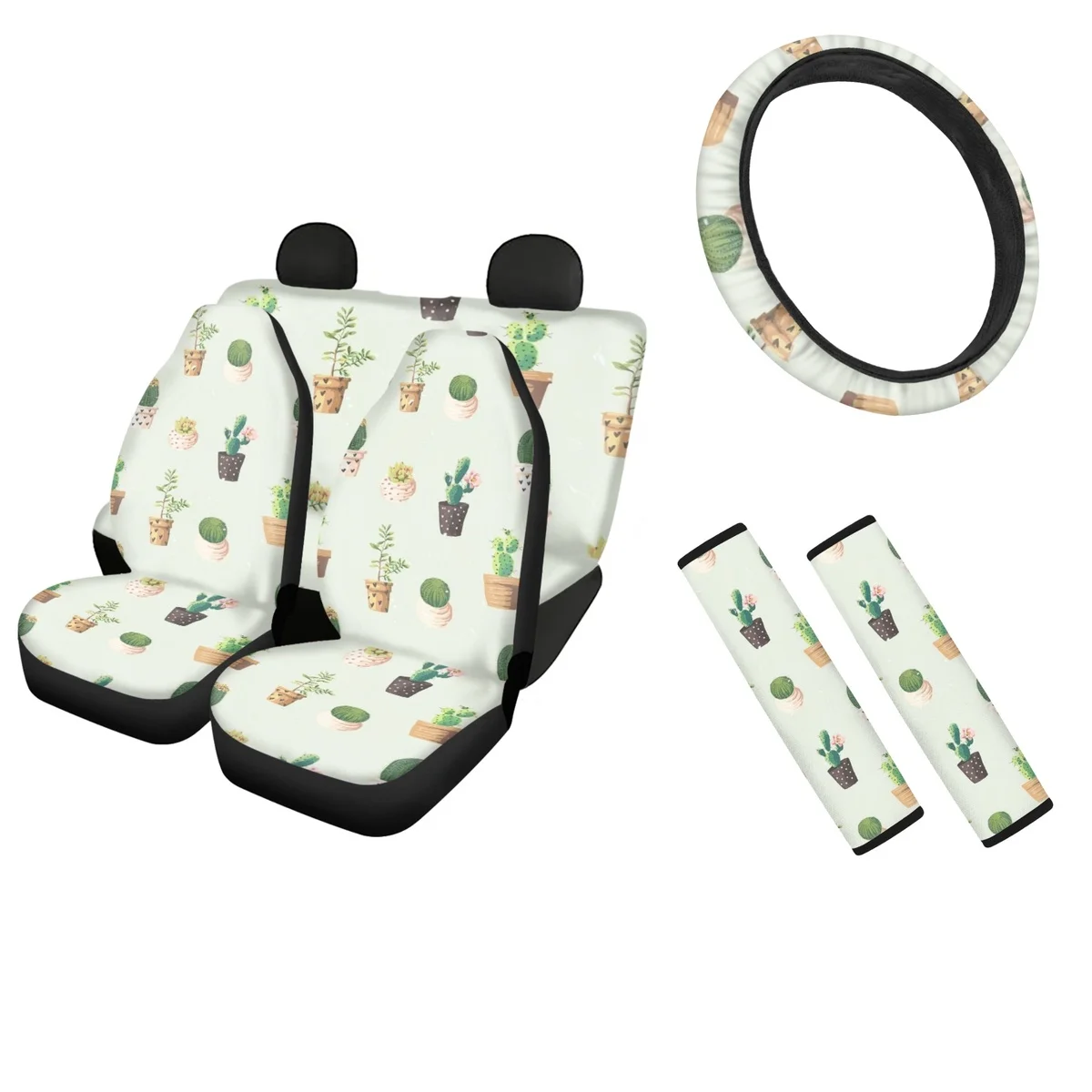 Succulent and Cute Design Pattern Car Seat Covers 4Pcs Steering Wheel Cover Fit Most of Vehicles Seatbelt Shoulder Pad Stylish
Succulent and Cute Design Pattern Car Seat Covers 4Pcs Steering Wheel Cover Fit Most of Vehicles Seatbelt Shoulder Pad Stylish