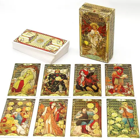 78pcs/Set-golden Art Nouveau Tarot tarot card board game, Golden Art Unzipping card game