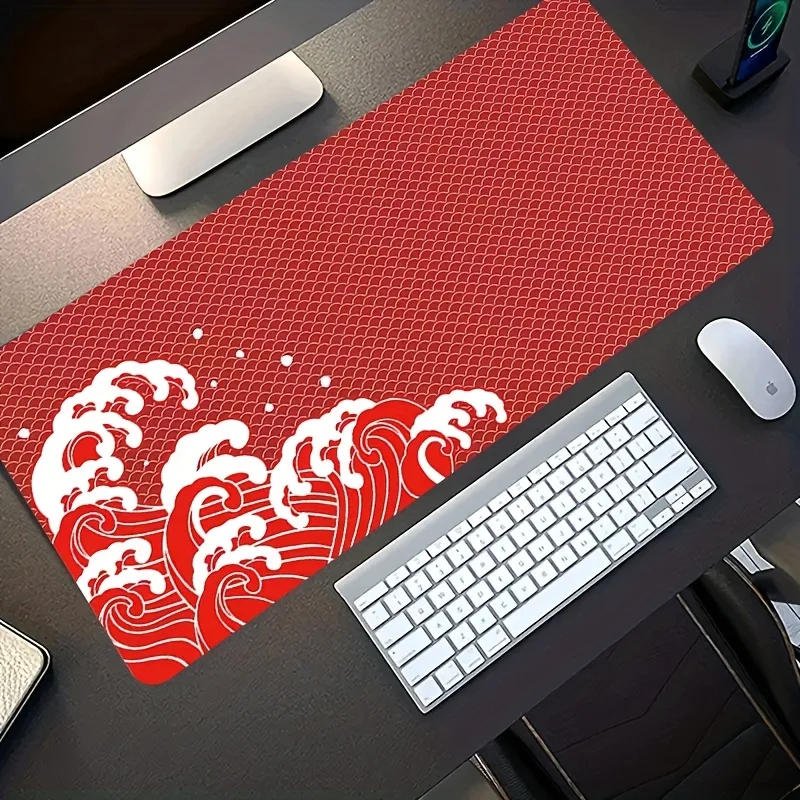 A large-sized rubber office desk accessory with a red background and simple white wave pattern, anti-slip and washable
A large-sized rubber office desk accessory with a red background and simple white wave pattern, anti-slip and washable