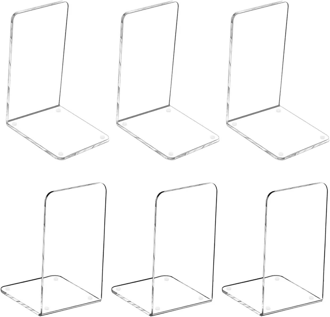 Clear Acrylic Book Ends 6pcs for Shelves, Book Holder Stand, Heavy Duty Book Stoppers
Clear Acrylic Book Ends 6pcs for Shelves, Book Holder Stand, Heavy Duty Book Stoppers