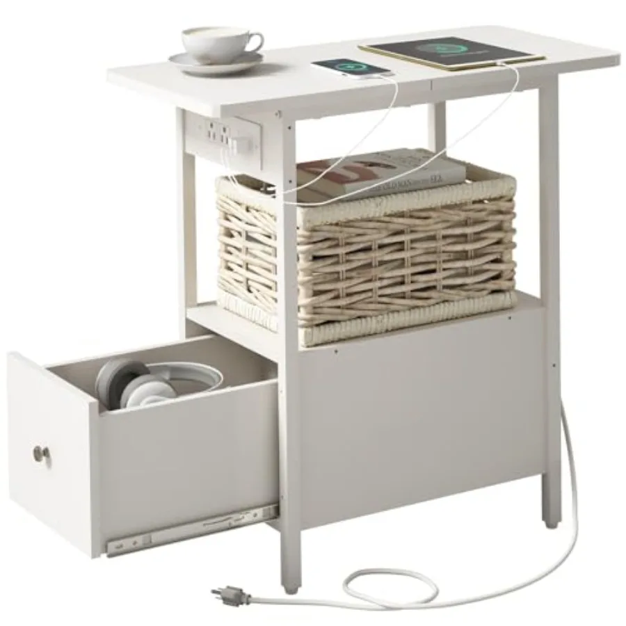 End Table with Charging Station Narrow Side Table with Drawer and USB Ports and Power Outlets Nightstand Bedside Tables for Sma
End Table with Charging Station Narrow Side Table with Drawer and USB Ports and Power Outlets Nightstand Bedside Tables for Sma