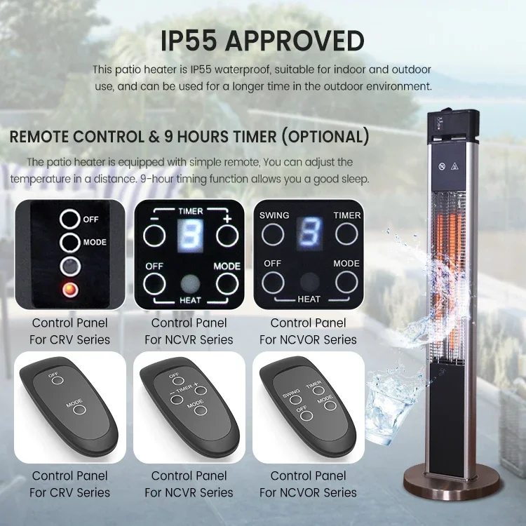 IP65 Approved 1600W 220V Portable Stand Up Infared Electric Heater Out Door Heater
IP65 Approved 1600W 220V Portable Stand Up Infared Electric Heater Out Door Heater