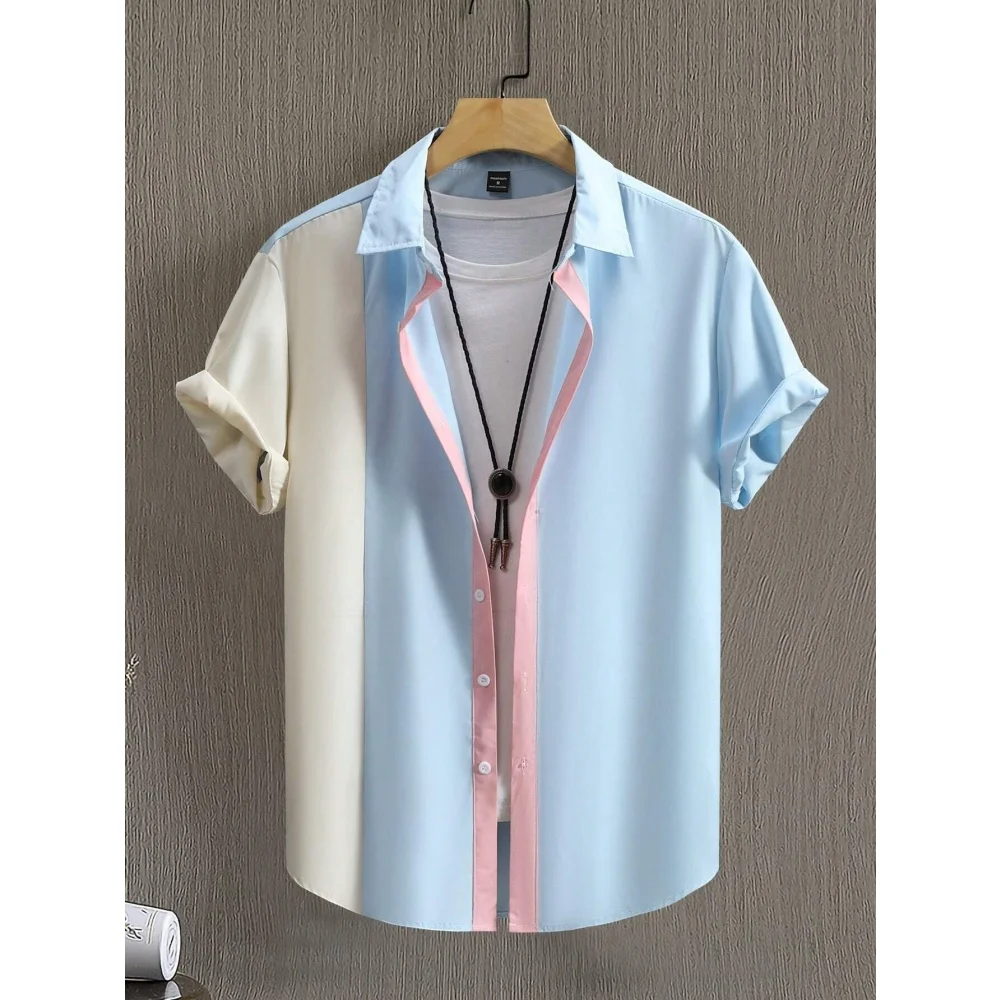 Summer Vintage Plaid Panel Men's Short Sleeve Shirt Casual Solid Color Beach Party Lapel Tops Men's Clothing Short Sleeve Tops
Summer Vintage Plaid Panel Men's Short Sleeve Shirt Casual Solid Color Beach Party Lapel Tops Men's Clothing Short Sleeve Tops