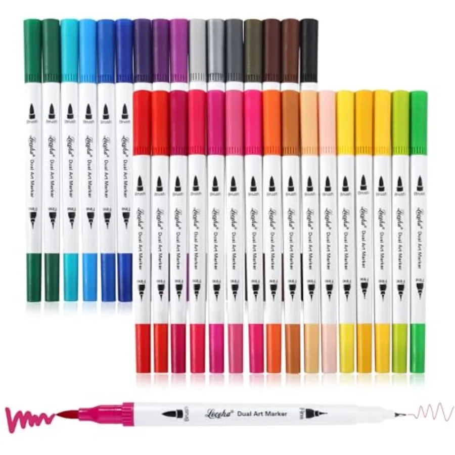 Dual Tip Art Markers for Adult Coloring Books, Fine and Brush Tip 32 Colored Pens Watercolor Pens for Journaling Note Taking Wr
Dual Tip Art Markers for Adult Coloring Books, Fine and Brush Tip 32 Colored Pens Watercolor Pens for Journaling Note Taking Wr
