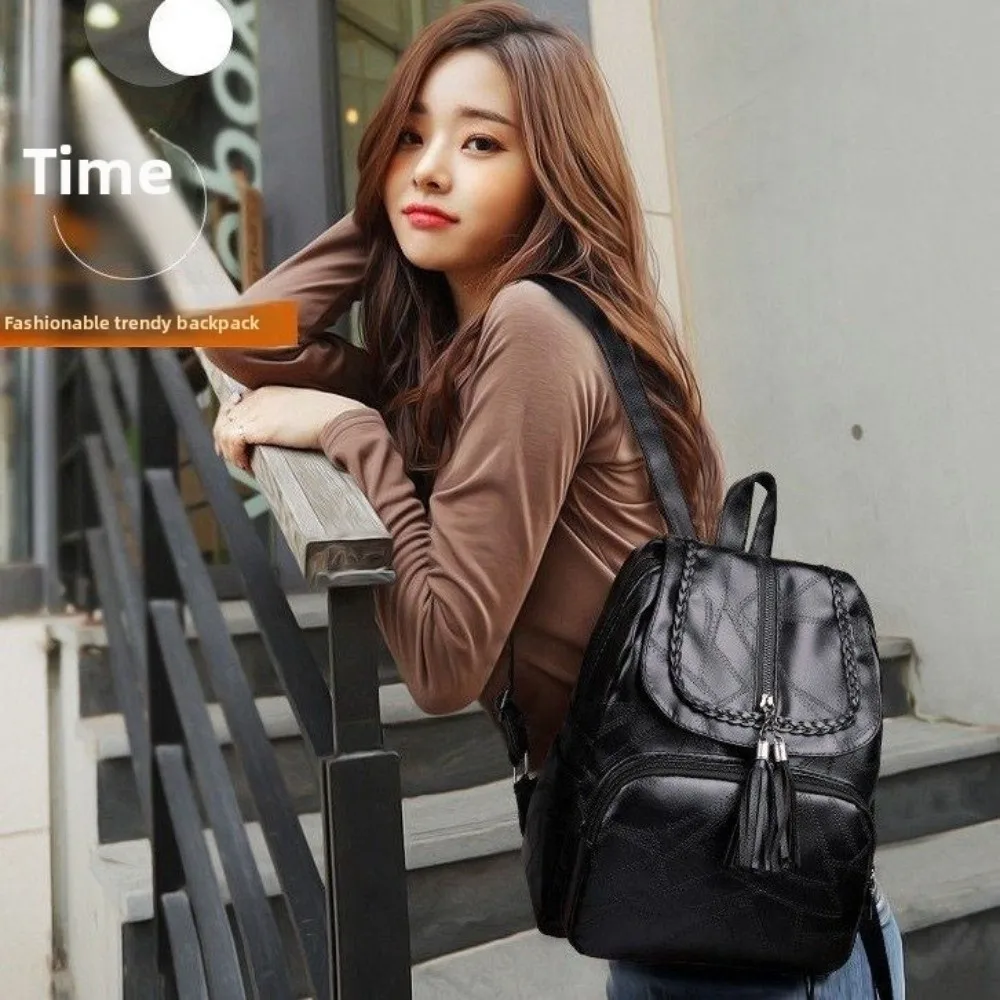 Portable Solid Color PU Leather Backpack Zipper Korean Style Tasse Shoulder Bag Black Soft Students School Bag Gift
Portable Solid Color PU Leather Backpack Zipper Korean Style Tasse Shoulder Bag Black Soft Students School Bag Gift