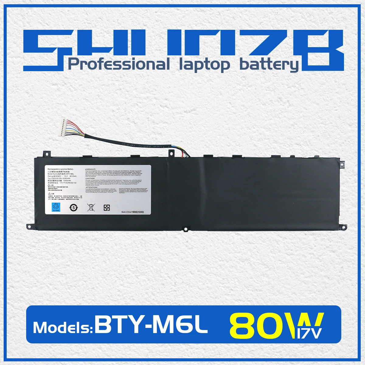 SHUOZB BTY-M6L Battery For MSI GS65 GS75 Stealth Thin 8RF 8RE PS63 P65 P75 Creator 8RC 8SC 9SC 9SE MS-16Q3 MS-16Q2 Series 15.2V
SHUOZB BTY-M6L Battery For MSI GS65 GS75 Stealth Thin 8RF 8RE PS63 P65 P75 Creator 8RC 8SC 9SC 9SE MS-16Q3 MS-16Q2 Series 15.2V