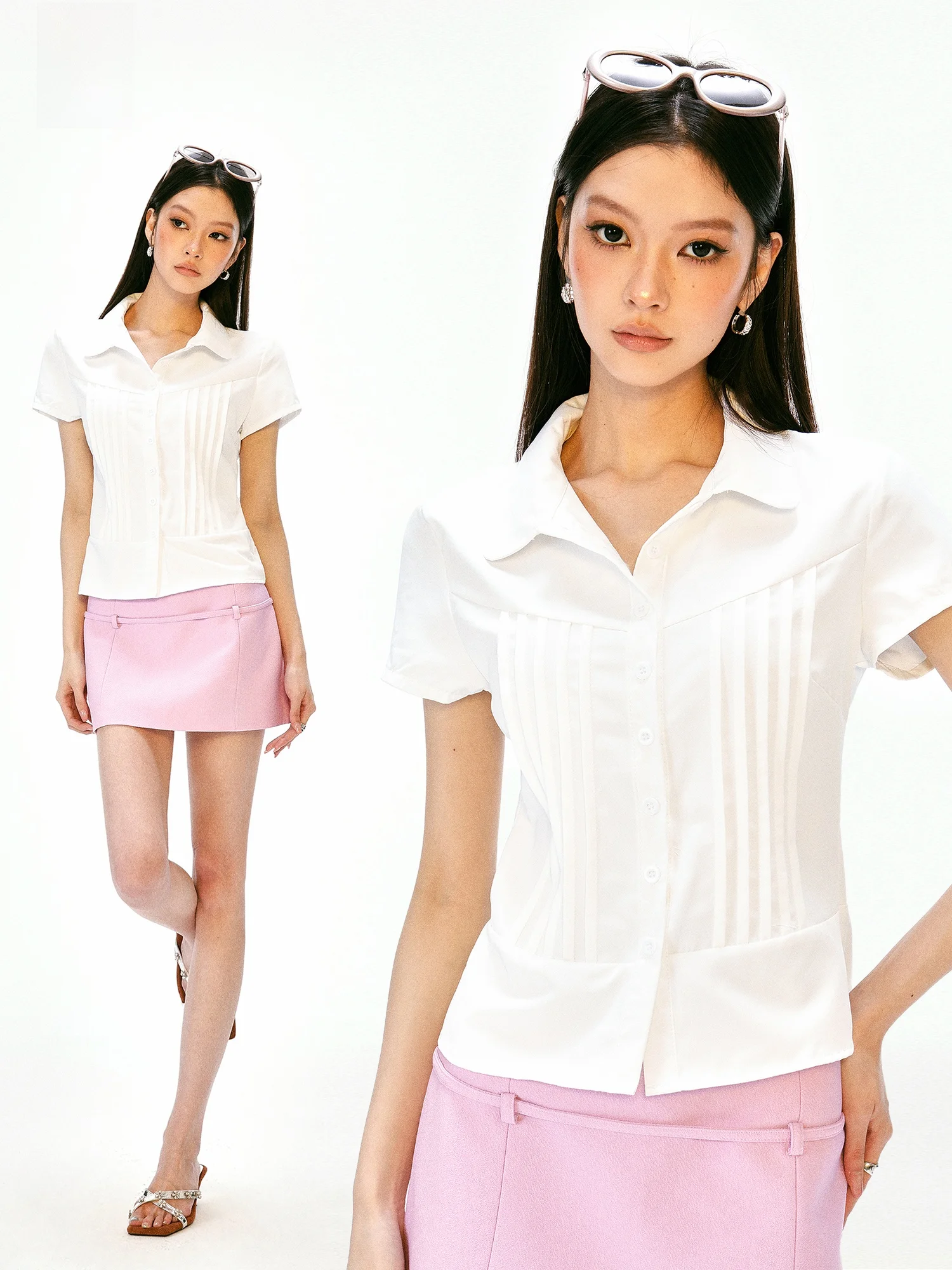 Sweet And Spicy November Shirt Women's Summer Doll Collar Design Sense Pleated Slim Waist Short Length Top
Sweet And Spicy November Shirt Women's Summer Doll Collar Design Sense Pleated Slim Waist Short Length Top