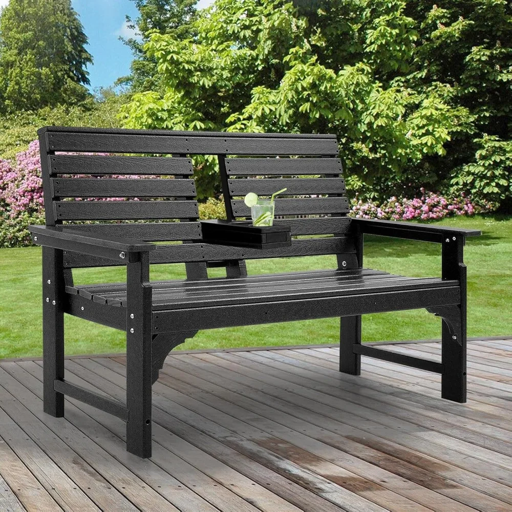 Outdoor Bench Weatherproof - HDPE 2-Person Garden Bench with Cup Holders, Bench Furniture with Backrest and Armrests.
Outdoor Bench Weatherproof - HDPE 2-Person Garden Bench with Cup Holders, Bench Furniture with Backrest and Armrests.