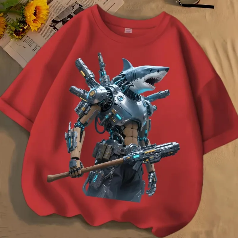 Футболка Shanhaijing Mech Shark весна-лето для мужчин, женщин и детей среднего школьного возраста, с коротким рукавом, одежда для родителей и детей
Футболка Shanhaijing Mech Shark весна-лето для мужчин, женщин и детей среднего школьного возраста, с коротким рукавом, одежда для родителей и детей