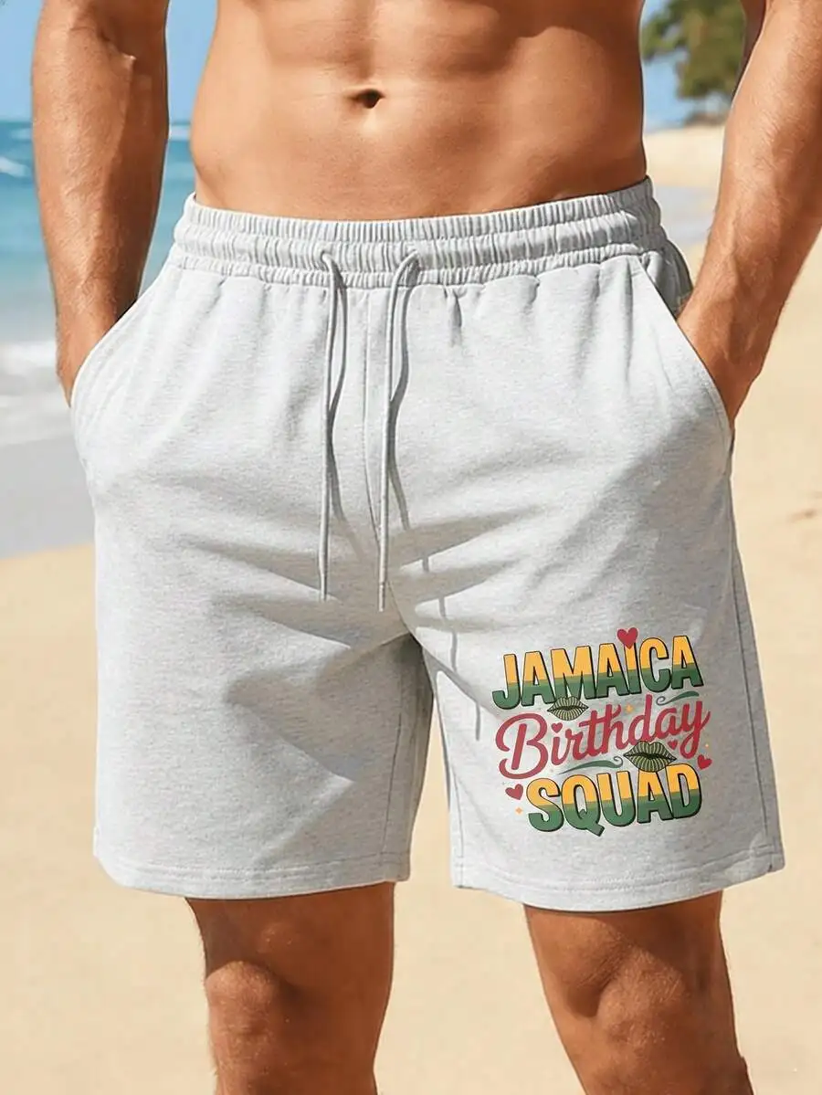 Mens Light Gray Casual Shorts With Jamaica Birthday Squad Print Elastic Waist Drawstring Beach Summer Wear
Mens Light Gray Casual Shorts With Jamaica Birthday Squad Print Elastic Waist Drawstring Beach Summer Wear
