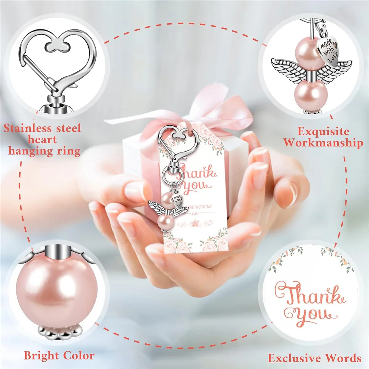 A56X 24Pcs Baby Shower Favors Including Cute Angel Keychains, Favor Boxes and Thank You Cards for Baptism Favors, Bridal
A56X 24Pcs Baby Shower Favors Including Cute Angel Keychains, Favor Boxes and Thank You Cards for Baptism Favors, Bridal