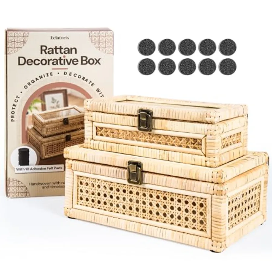 Rattan Decorative Box with Lid and Secure Lock Decorative Box with Lids for Home Decor Rattan Display Box Boho Storage Box Wick
Rattan Decorative Box with Lid and Secure Lock Decorative Box with Lids for Home Decor Rattan Display Box Boho Storage Box Wick