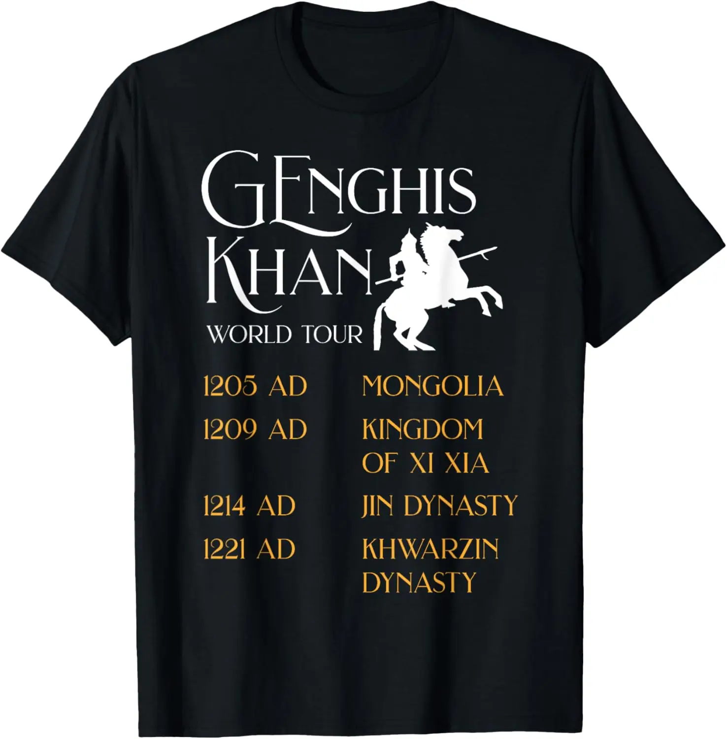 Мир Тур Чингисхан - Исторический монголь - Футболка с историей азиатской истории 
Мир Тур Чингисхан - Исторический монголь - Футболка с историей азиатской истории