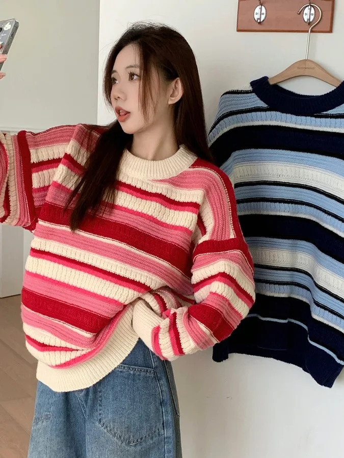 Loose Fit Women's round Ne Knitted Sweater Long Sve Striped Color Blo Sle Comfortable Soft Korean Faion Autumn Win...
Loose Fit Women's round Ne Knitted Sweater Long Sve Striped Color Blo Sle Comfortable Soft Korean Faion Autumn Win...
