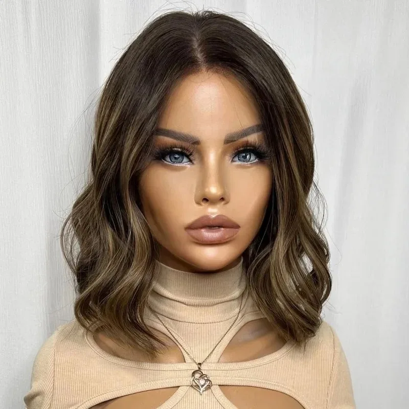 Коричневый парик-боб с волнистыми прядями и прозрачной передней частью 13x4 HD, короткий синтетический парик с предварительно выщипанной линией роста волос, без клея, термостойкий, для женщин
Коричневый парик-боб с волнистыми прядями и прозрачной передней частью 13x4 HD, короткий синтетический парик с предварительно выщипанной линией роста волос, без клея, термостойкий, для женщин