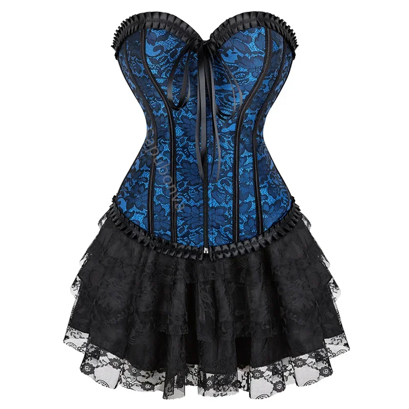 Corset Dress Skirt Tutu Set Bustier Plus Size Lace Up Gothic Victorian Vintage Sexy Burlesque Renissance Korsett Blue Red
Corset Dress Skirt Tutu Set Bustier Plus Size Lace Up Gothic Victorian Vintage Sexy Burlesque Renissance Korsett Blue Red