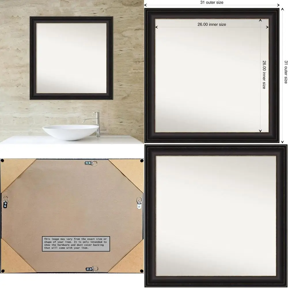 31x31 Inch Oil Rubbed Bronze Square Vanity Mirror Set, Traditional Style, Horizontal & Vertical Hanging, Bathroom Wall Decor, No
31x31 Inch Oil Rubbed Bronze Square Vanity Mirror Set, Traditional Style, Horizontal & Vertical Hanging, Bathroom Wall Decor, No