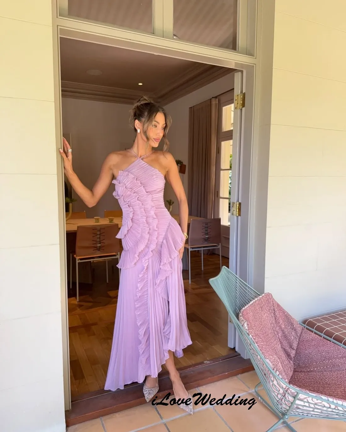 Purple Chiffon Sleeveless Prom Dress 2025 Elegant Ruffles Woman Party Dress Halter Ankle Length Evening Dress Lace-Up Customized
Purple Chiffon Sleeveless Prom Dress 2025 Elegant Ruffles Woman Party Dress Halter Ankle Length Evening Dress Lace-Up Customized