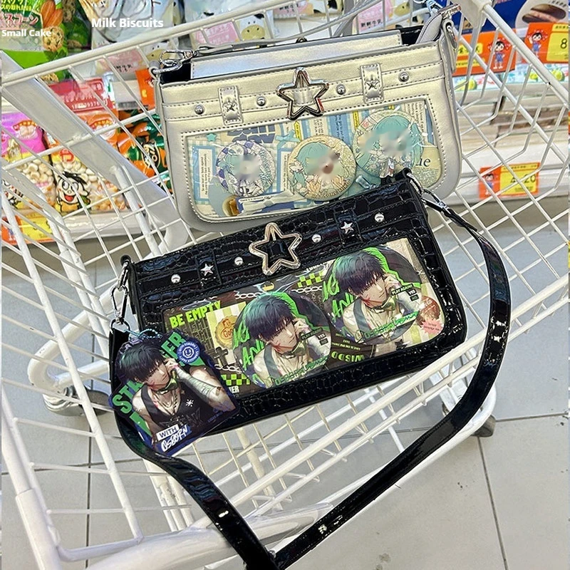 Y2k Эстетическая Itabag Прозрачная маленькая вместительная сумка с значком аниме Ita, женская сумка через плечо под мышками, сумка в стиле E-Girl
Y2k Эстетическая Itabag Прозрачная маленькая вместительная сумка с значком аниме Ita, женская сумка через плечо под мышками, сумка в стиле E-Girl