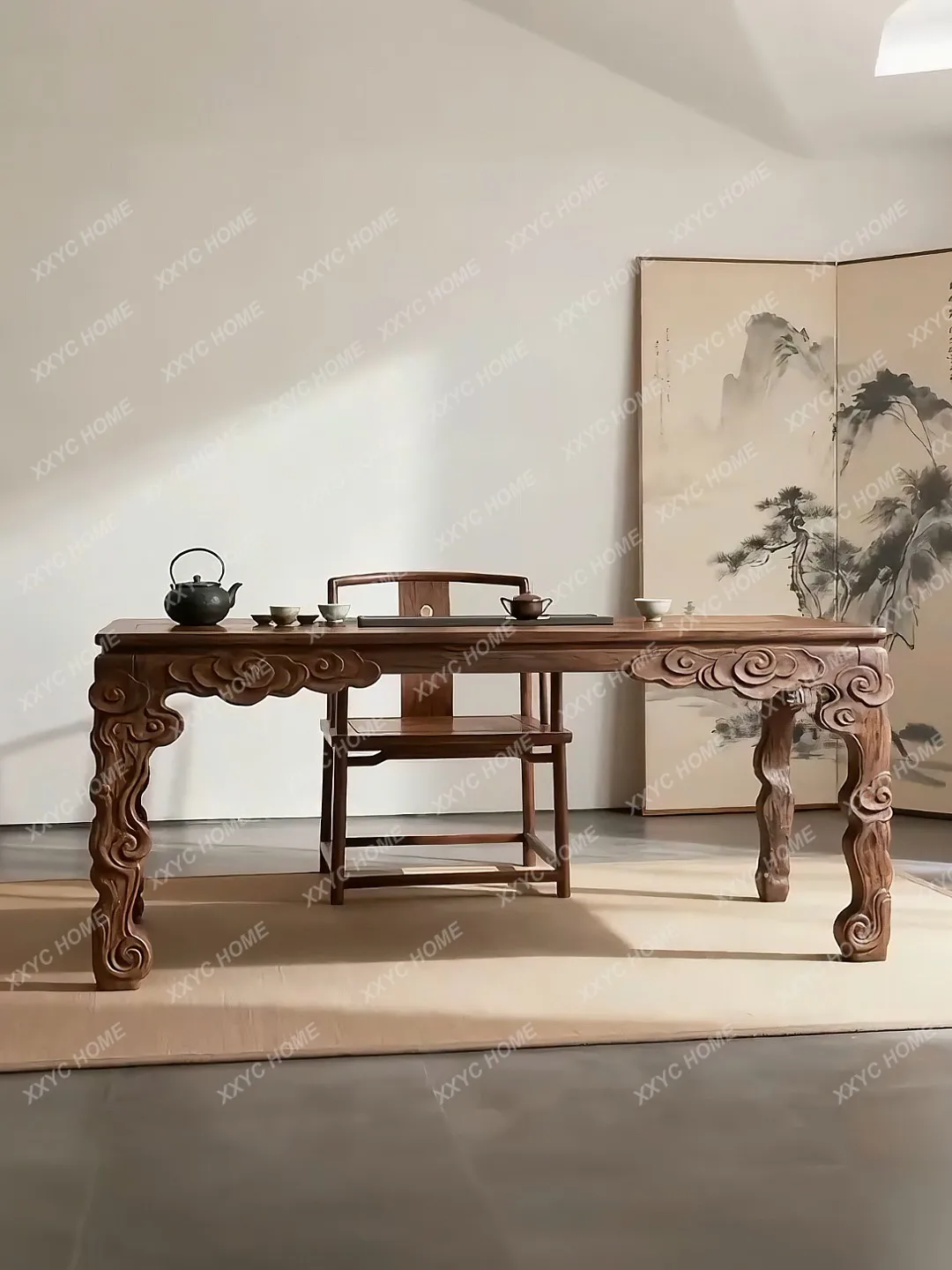 Xiangyun tea table and chair combination minimalist zen style solid wood tea table
Xiangyun tea table and chair combination minimalist zen style solid wood tea table