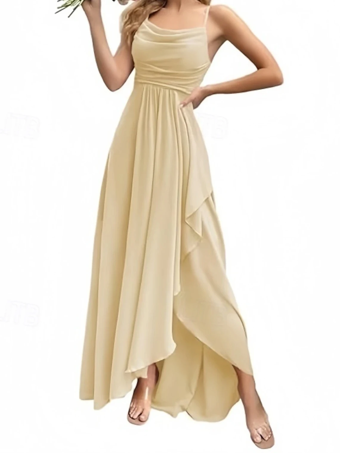 Elegant A-Line Evening Dress Spaghetti Strap Sleeveless Chiffon Split Front Ruching Asymmetrical Hem Gown 2025 Free Customized
Elegant A-Line Evening Dress Spaghetti Strap Sleeveless Chiffon Split Front Ruching Asymmetrical Hem Gown 2025 Free Customized