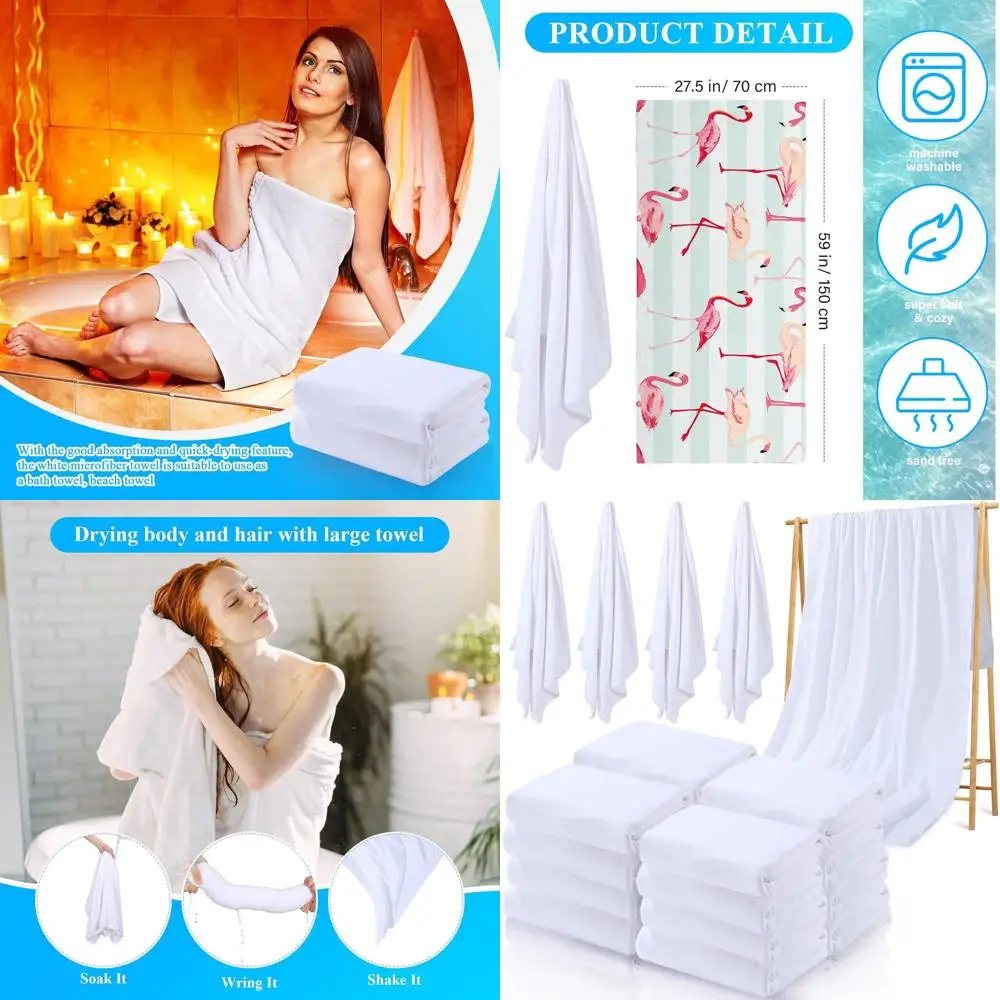 Набор из 16 белых пляжных полотенец из плотного полиэстера 400 GSM, большие (60x27 дюймов), впитывающие, для ванной, пляжа, бассейна, йоги
Набор из 16 белых пляжных полотенец из плотного полиэстера 400 GSM, большие (60x27 дюймов), впитывающие, для ванной, пляжа, бассейна, йоги