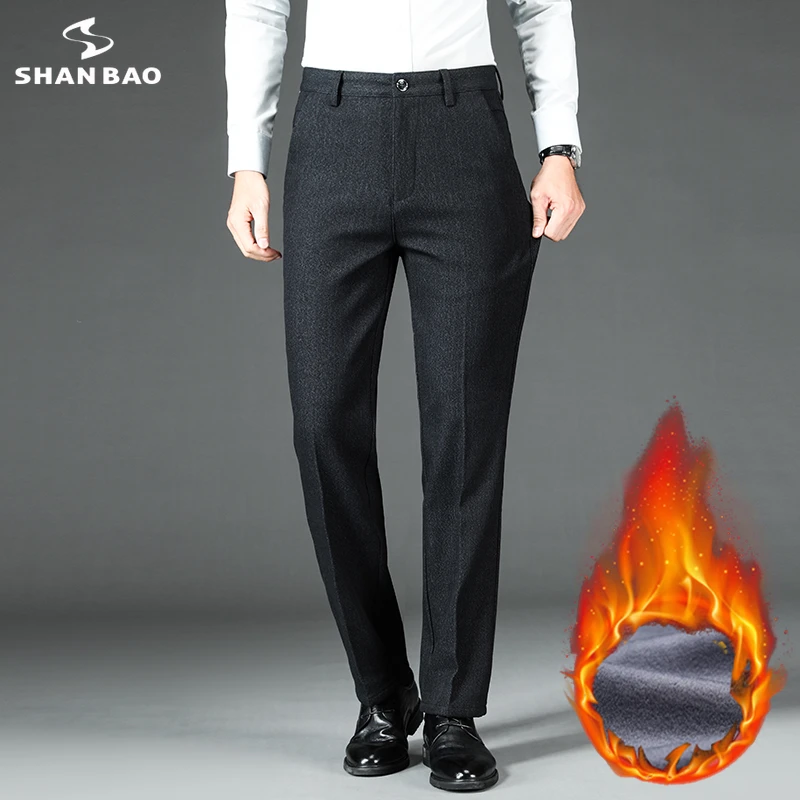 SHAN BAO 2021 Winter High Quality Fleece Thick Warm Men's Straight Pants Classic Embroidered Business Gentlemen High Waist Pants
SHAN BAO 2021 Winter High Quality Fleece Thick Warm Men's Straight Pants Classic Embroidered Business Gentlemen High Waist Pants