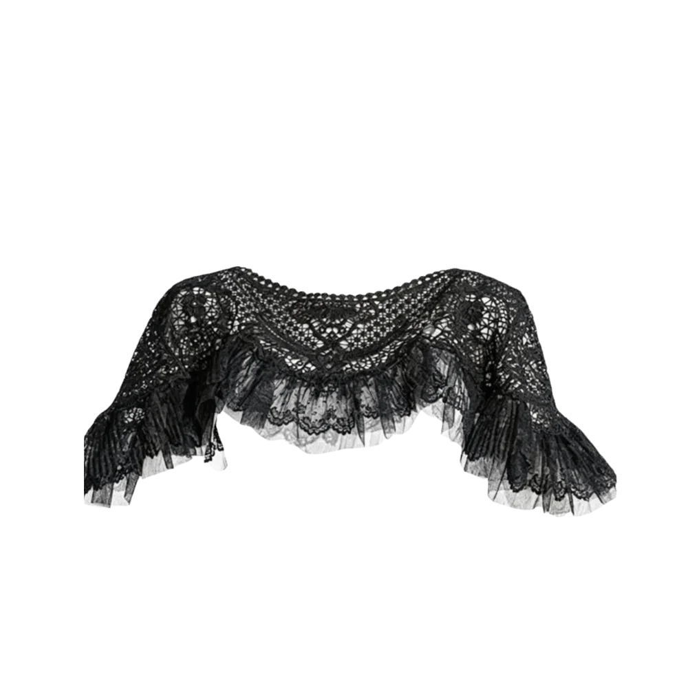 Elegant Vintage Cheongsam Crochet Tippet Lace Ruffle Hollow-Out Shawl Black Polyester Shawl Cape Coat Parties
Elegant Vintage Cheongsam Crochet Tippet Lace Ruffle Hollow-Out Shawl Black Polyester Shawl Cape Coat Parties