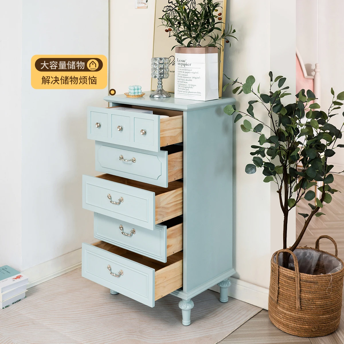 American simple chest cabinet locker solid wood chest large capacity blue bedroom bedside cabinet living room decorative cabinet
American simple chest cabinet locker solid wood chest large capacity blue bedroom bedside cabinet living room decorative cabinet