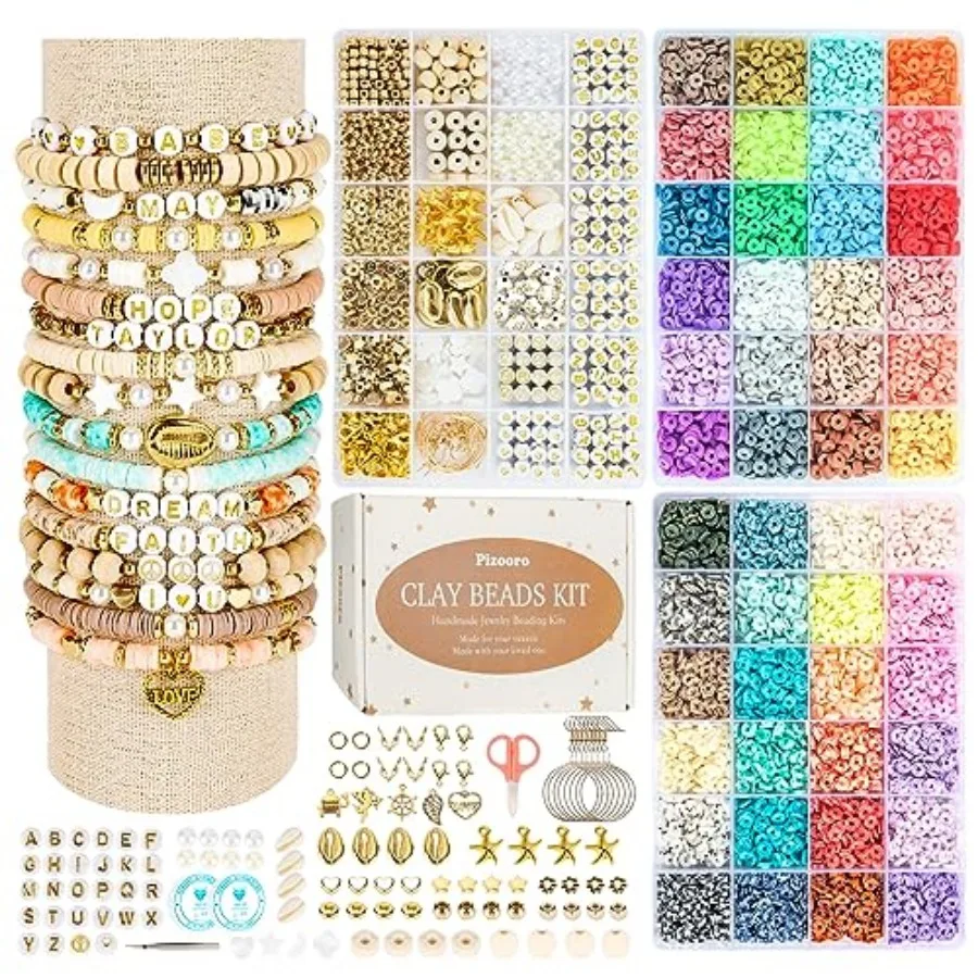 Clay Beads 3 Boxes Bracelet Making Kit, 0500pcs Beads for Jewelry Making, Round Letter Beads with Charm and Elastic Strings, Fr
Clay Beads 3 Boxes Bracelet Making Kit, 0500pcs Beads for Jewelry Making, Round Letter Beads with Charm and Elastic Strings, Fr