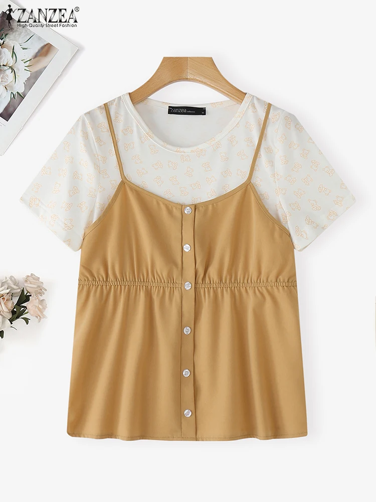 ZANZEA Women Blusas Summer T-Shirt 2025 Fashion Patchwork Tops Print Tees Short Sleeve O Neck Casual Tunic Blusas Femininas
ZANZEA Women Blusas Summer T-Shirt 2025 Fashion Patchwork Tops Print Tees Short Sleeve O Neck Casual Tunic Blusas Femininas