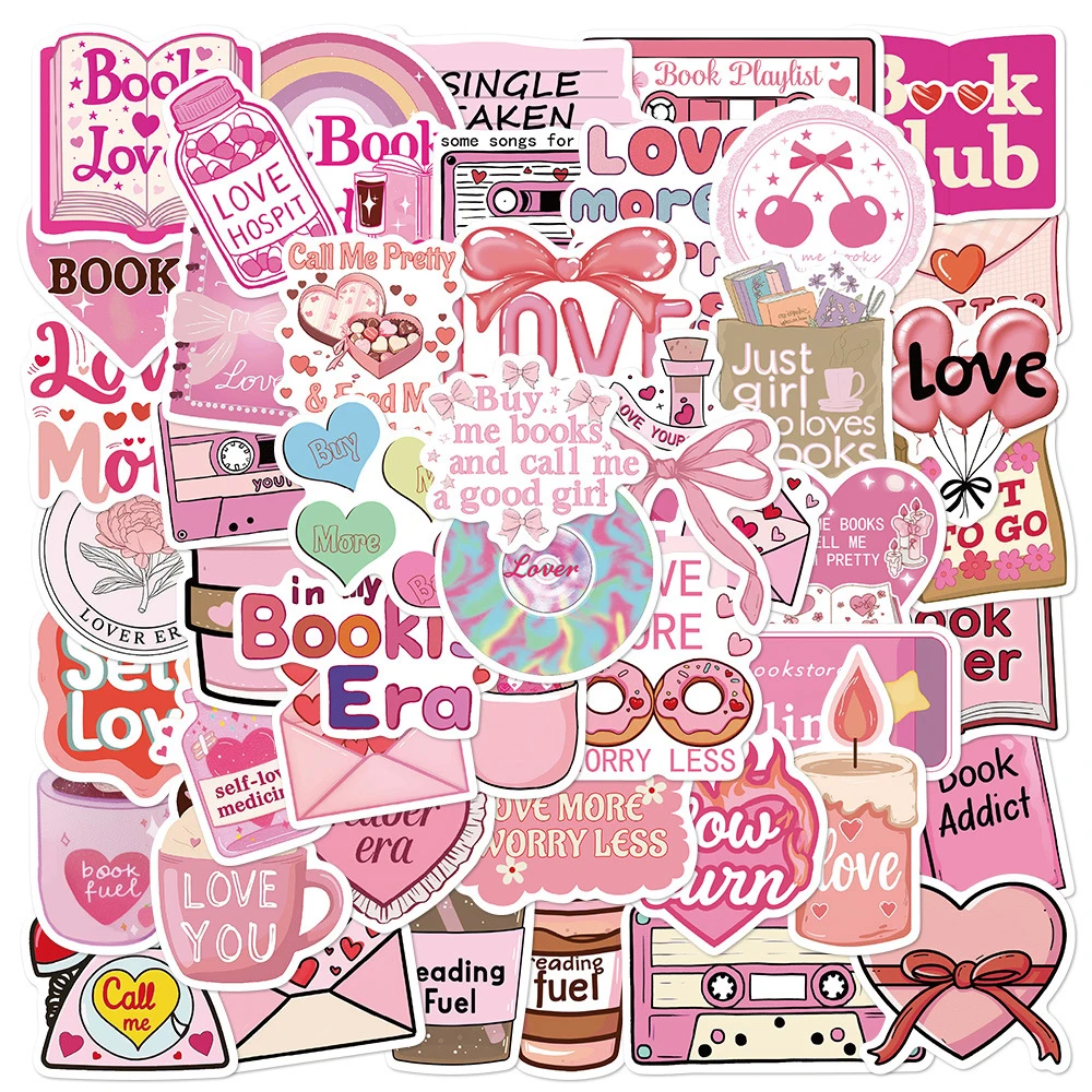 10/30/50pcs Cute Pink Bookish Lover Stickers Reading Book Sticker DIY Phone Case Luggage Water Bottle Graffiti Decals Decoration
10/30/50pcs Cute Pink Bookish Lover Stickers Reading Book Sticker DIY Phone Case Luggage Water Bottle Graffiti Decals Decoration