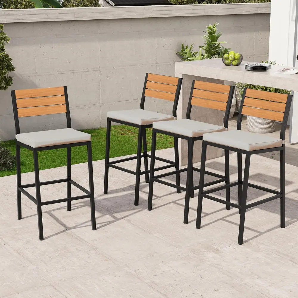 Outdoor Bar Stools Set of 4, Patio Counter Height Barstools with Cushions, Tall Chairs with Back and Footrest for Deck, Lawn, G
Outdoor Bar Stools Set of 4, Patio Counter Height Barstools with Cushions, Tall Chairs with Back and Footrest for Deck, Lawn, G