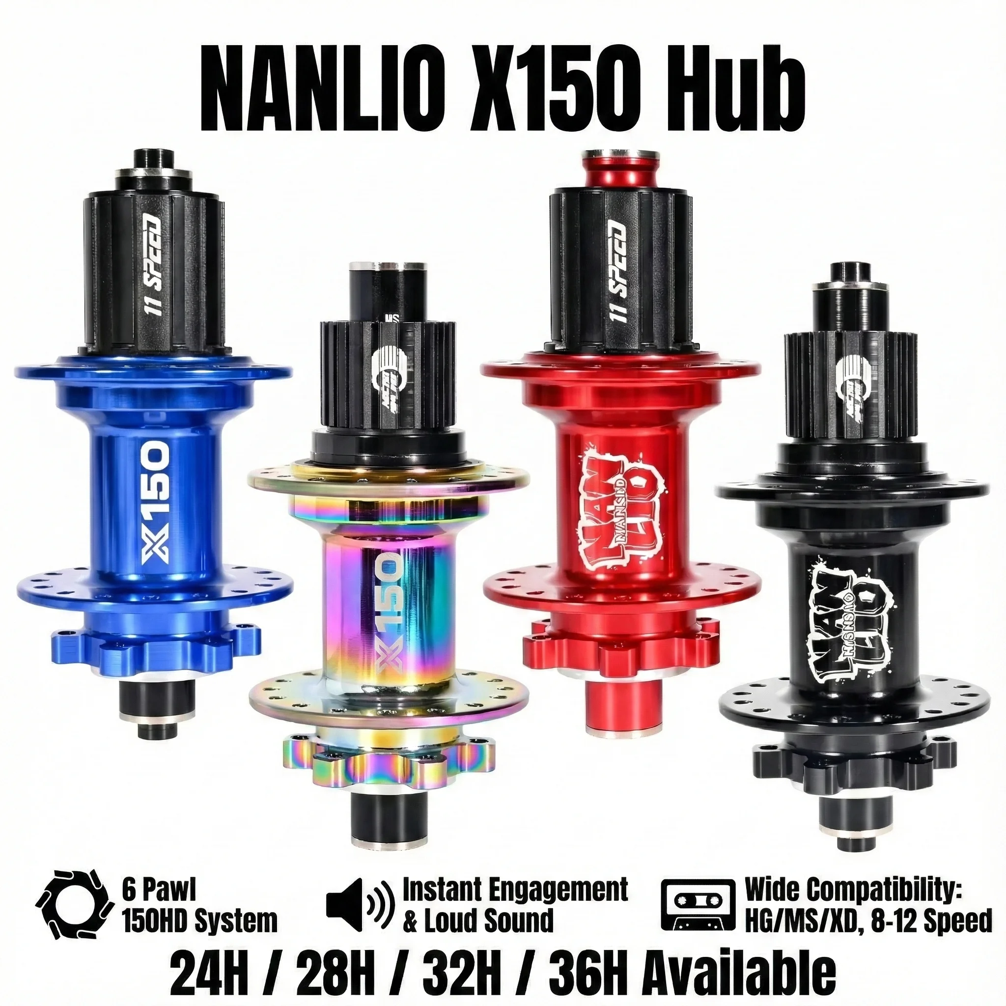 Ступица для горного велосипеда Nanlio X150, 6 лапок, громкий звук для помолвки 150 HD для кассет HG/MS/XD/K7 (SX/NX). 8-12 скоростей. 24/28/32/36 Отверстие
Ступица для горного велосипеда Nanlio X150, 6 лапок, громкий звук для помолвки 150 HD для кассет HG/MS/XD/K7 (SX/NX). 8-12 скоростей. 24/28/32/36 Отверстие