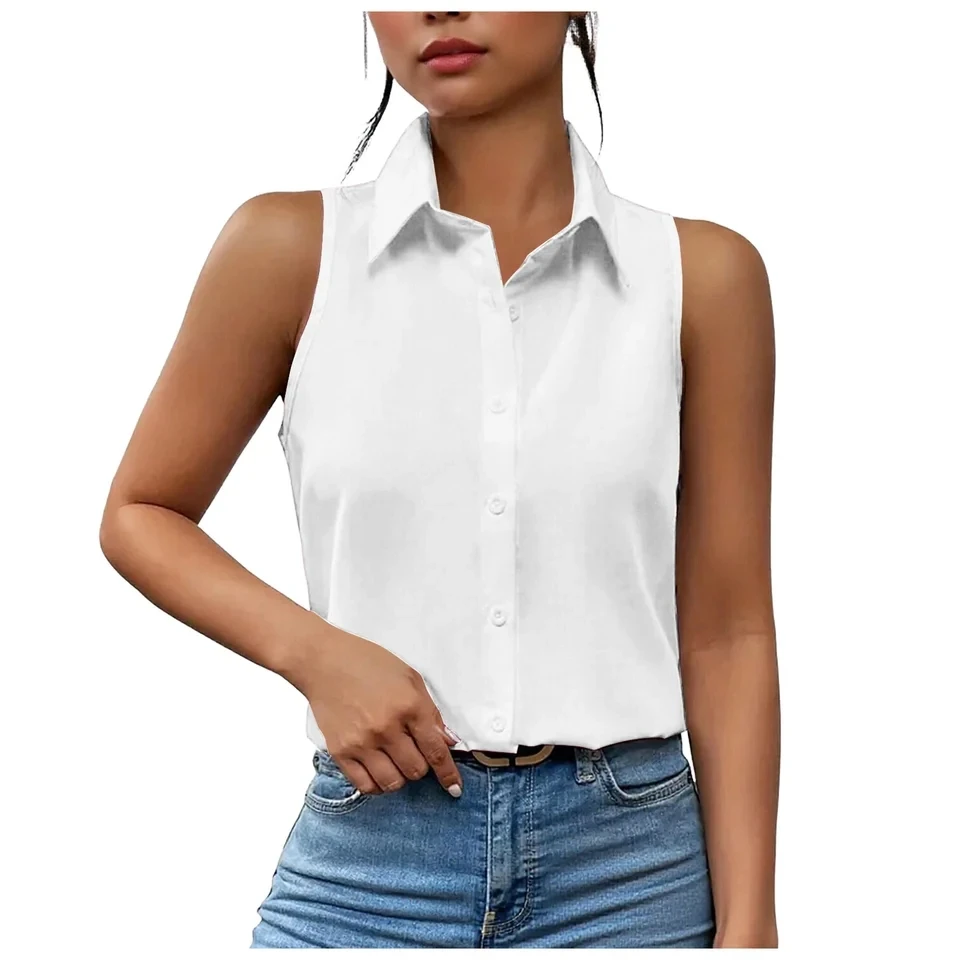 2026 Summer Women Tank Tops Elegant Sleeveless Lapel Button Down Shirt Women's Clothing Fashion Solid Casual Female Tops Vest
2026 Summer Women Tank Tops Elegant Sleeveless Lapel Button Down Shirt Women's Clothing Fashion Solid Casual Female Tops Vest
