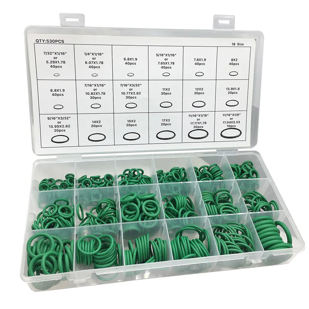 Professional Compressor O Rings Kit 530 Pieces with 18 Sizes for Automotive AC and Machinery Sealing Applications
Professional Compressor O Rings Kit 530 Pieces with 18 Sizes for Automotive AC and Machinery Sealing Applications