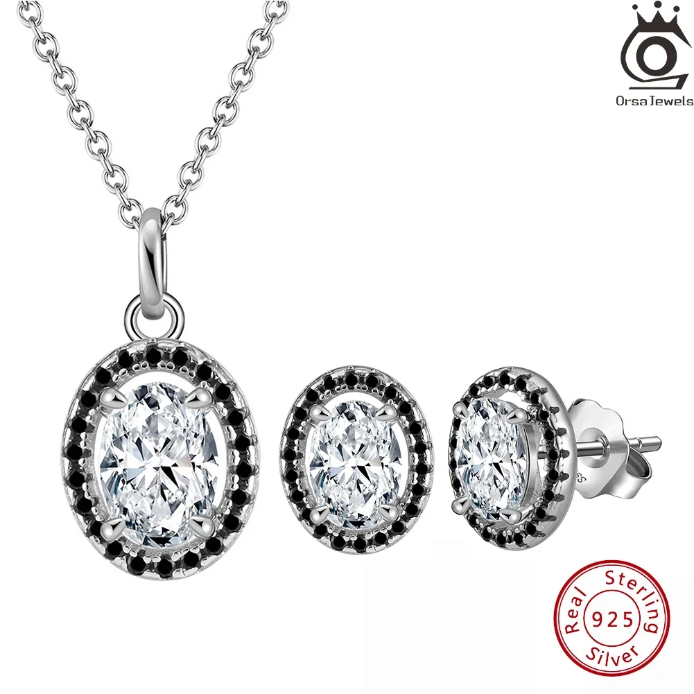 ORSA JEWELS Vintage 925 Sterling Silver Black Stone CZ Jewelry Set Engagement Necklace Stud Earrings for Women Jewelry LZN14
ORSA JEWELS Vintage 925 Sterling Silver Black Stone CZ Jewelry Set Engagement Necklace Stud Earrings for Women Jewelry LZN14