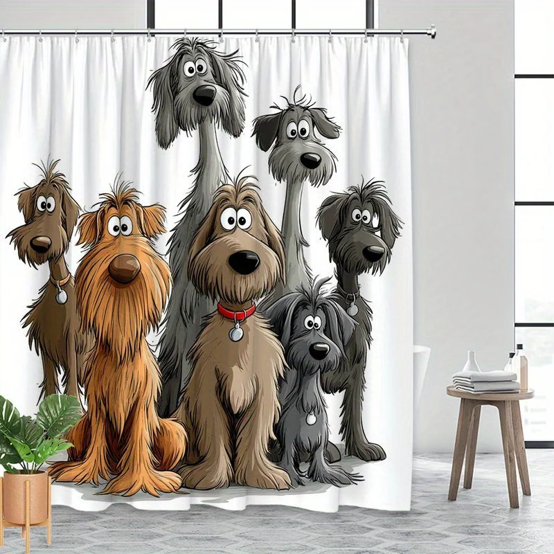 Cartoon Shaggy Dogs Group Portrait Funny Animal Lover Design Shower Curtain
Cartoon Shaggy Dogs Group Portrait Funny Animal Lover Design Shower Curtain