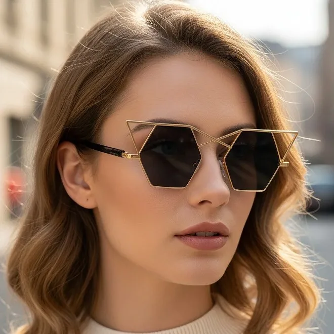 Futuristic Geometric Metal Sunglasses Women Hollow Out Polygon Cat Eye Punk Runway Shades UV400 Protection
Futuristic Geometric Metal Sunglasses Women Hollow Out Polygon Cat Eye Punk Runway Shades UV400 Protection