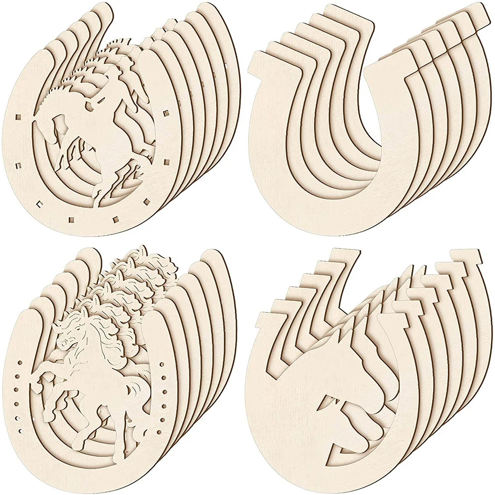 48Pcs 4 Styles Blank Horseshoes Wood Slices Unfinished Cowboy Wood Cutouts Wooden Paint Crafts for Home DIY Handicraft
48Pcs 4 Styles Blank Horseshoes Wood Slices Unfinished Cowboy Wood Cutouts Wooden Paint Crafts for Home DIY Handicraft