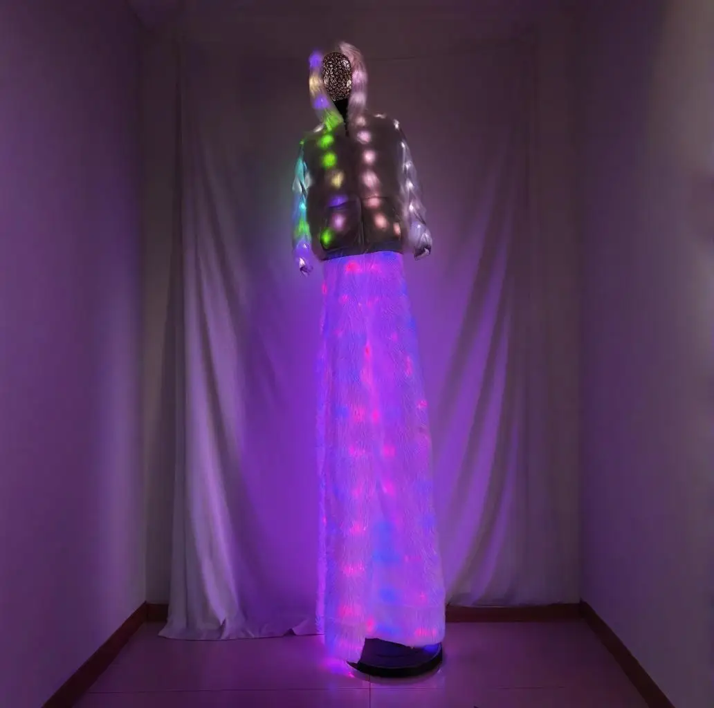 Electric Adjustable LED Stilts Color Changing Rave Party Costume with Light up Fur Pants Set for Halloween Stage Show Club Wear
Electric Adjustable LED Stilts Color Changing Rave Party Costume with Light up Fur Pants Set for Halloween Stage Show Club Wear