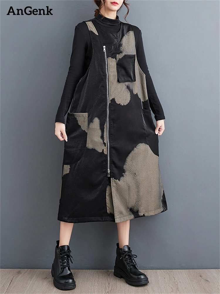 Women Sleeveless Black Print Vintage Dresses 2023 Spring Autumn Casual Long Dress Femme Robe Fashion Vestidos Elegant Clothing
Women Sleeveless Black Print Vintage Dresses 2023 Spring Autumn Casual Long Dress Femme Robe Fashion Vestidos Elegant Clothing