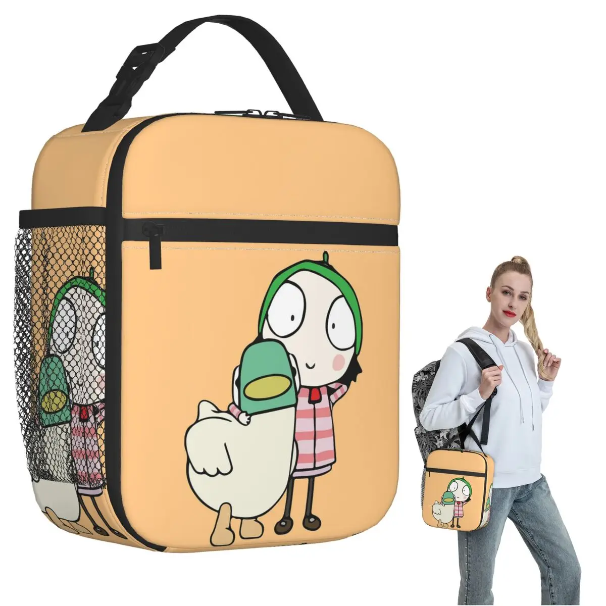 Sarah And Duck Having Fun Insulated Lunch Bag for Women Children Portable Food Boxes Thermal Lunch Box Tote
Sarah And Duck Having Fun Insulated Lunch Bag for Women Children Portable Food Boxes Thermal Lunch Box Tote
