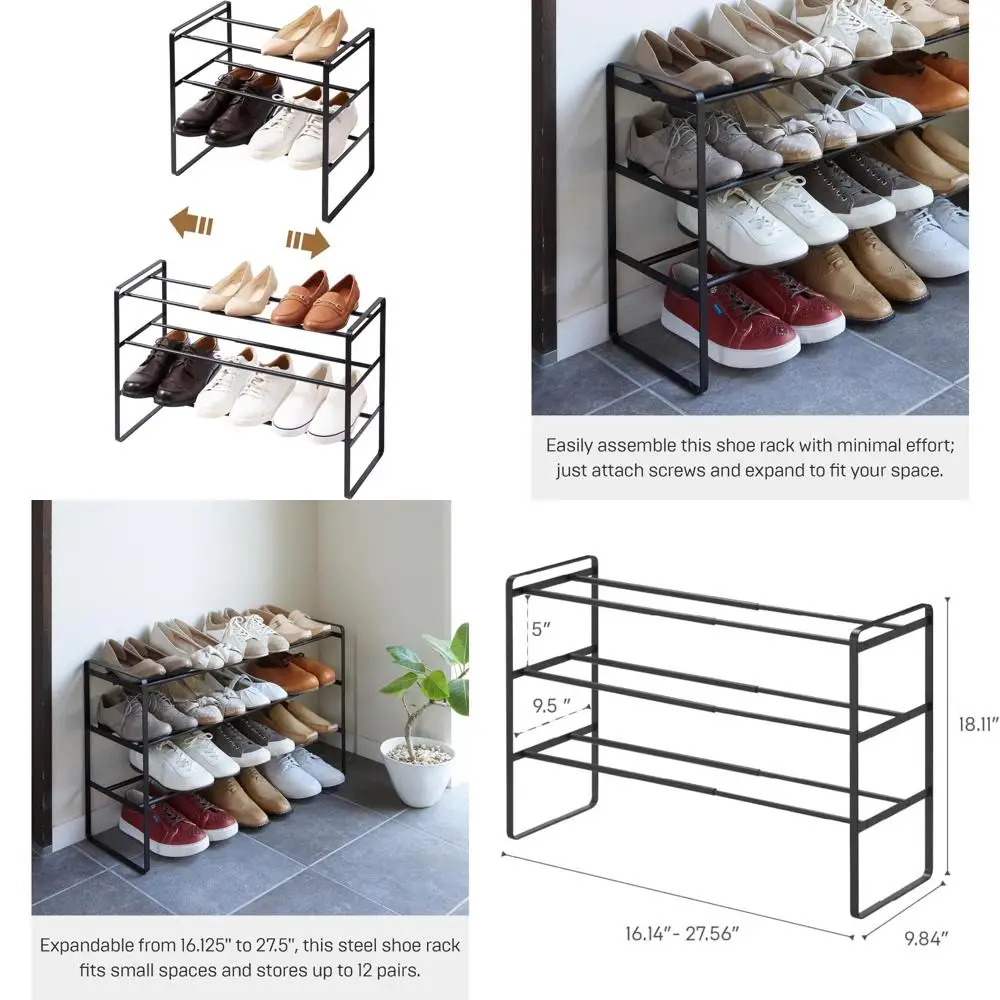 Expandable Stackable Metal Shoe Organizer for Closets and Small Spaces - 18-Piece Steel Shoe Rack
Expandable Stackable Metal Shoe Organizer for Closets and Small Spaces - 18-Piece Steel Shoe Rack