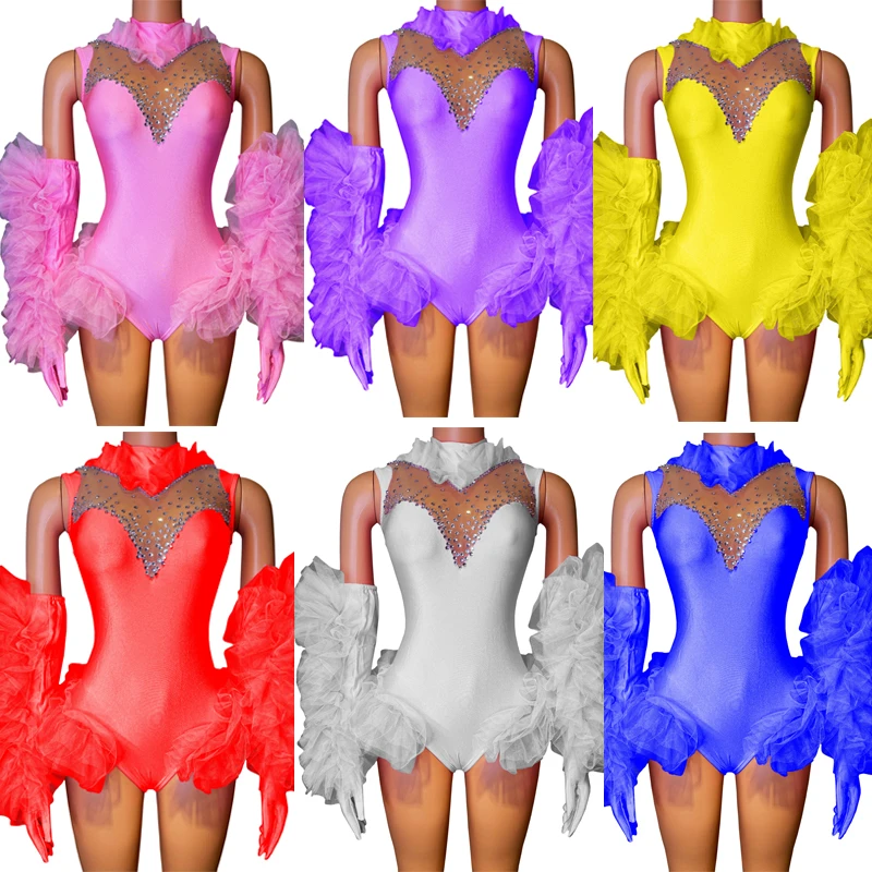 New Bright Color Rhinestones Bodysuit Lace Gloves Set Women Sexy Pole Dance Outfit Drag Queen Costumes Stage Dancer Clothing
New Bright Color Rhinestones Bodysuit Lace Gloves Set Women Sexy Pole Dance Outfit Drag Queen Costumes Stage Dancer Clothing